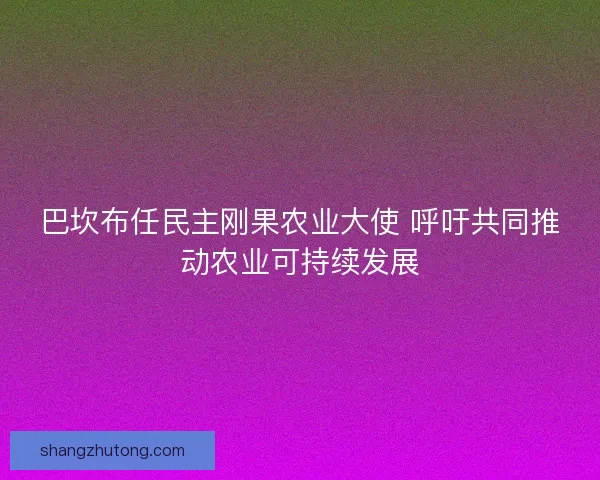 巴坎布任民主刚果农业大使 呼吁共同推动农业可持续发展