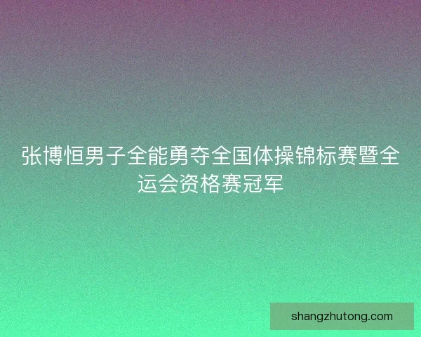 张博恒男子全能勇夺全国体操锦标赛暨全运会资格赛冠军 张博恒男子全能勇夺全国体操锦标赛暨全运会资格赛冠军